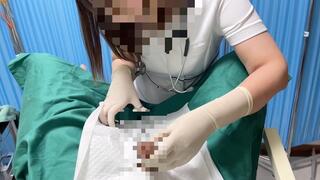 Handjob and anal exam with Japanese Rin nurse