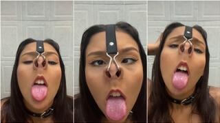 Ahegao and Spitting of a Big Nose Girl