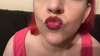 Soft Puckering in Red Lipstick- 1 24