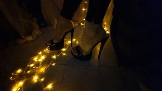 Sexy FEET in Shiny High Heels dangling and waiting someOne to Kiss and Lick them ;)