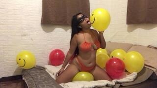 Sexy Micah Sensually Sits to Pop All Your Red And Yellow Balloons