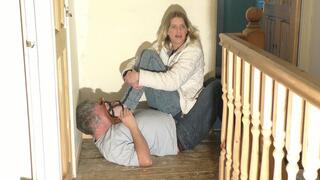 Stomach Sitting Shoes On Face Feet On Face Whilst Sitting On Him (4K)