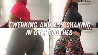 Twerking and ass shaking in gym clothes