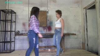 Nose to nose, face to face, belly to belly, boob to boob battle (MP4 HD)