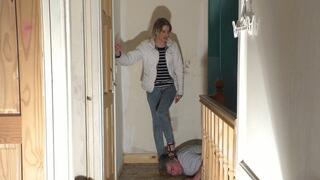 Standing On His Head On The Landing In Wooden Wedge Shoes