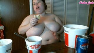 Fat Sloppy Girl Eats Chicken and Biscuits 2