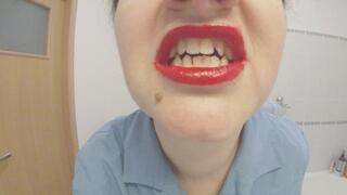 Red lips toothbrushing