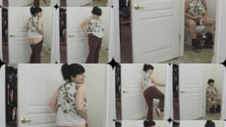 PEEING W A THROAT CLEARING AND BIG BUTT IS TAKING OVER GETTING BIGGER FROM THE CAKE PLUS CLOSET INFO