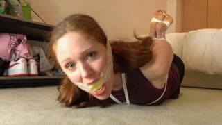 "Ivy's Soleful Surrender: Sponge-Gagged, Toes and Soles Tied in Captivating Restraint, Culminating in an Alluring Hogtie Finale! (FullHD)