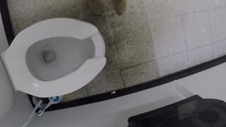 Using the disgusting public toilet
