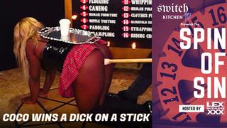 Coco wins a Dildo on a Stick - Spin of Sin hosted by Lex Ruthless - Switch Kitchen LIVE Show