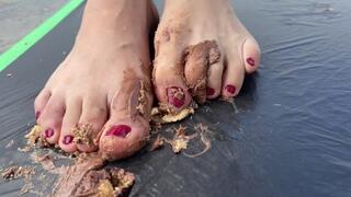 Crushing Reese's Chocolates Barefoot