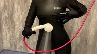 Wetsuit fun in the shower