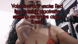 HD Valentinrs day smoke Red lips staining cigatrette smoking an enyire cig in 5 mins