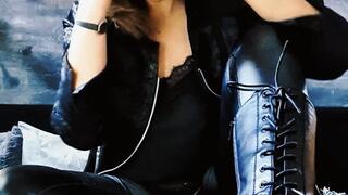 Smoking BJ while wearing leather & boots