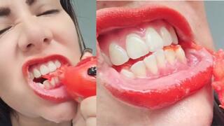 Eating tomatoes