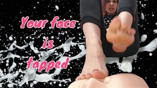 SOLES & YOUR FACE 3 ( tapping, foot domination, slave training, female domination, worship, soles, toes, wrinkled, wiggling, spreading, foot play, cleavage, rubbing, goddess, virgin, upclose )