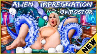 Alien Impregnation Ovipostor Egg laying Belly inflation Transformation
