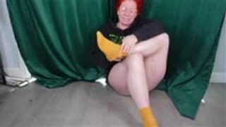 Spraining Ankle trying to do Yoga! In Yellow Ankle Socks and Hopping away after MP4 1080