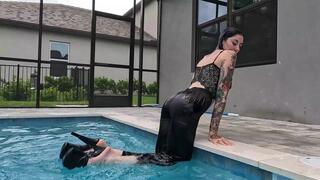 Lexie Enjoys Swimming in Her Black Jumpsuit