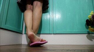 Sweet feet of your girlfriend in flip flops