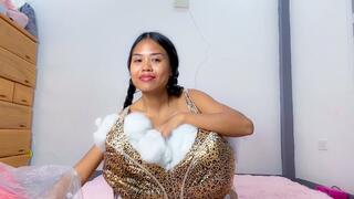 Sexy Camylle Stuffs Her Oversized Bra And Panties Full Of Cotton