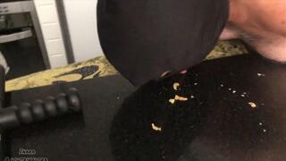 Eat all the crumbs I left for you! start with the soles of my slippers you filthy pig