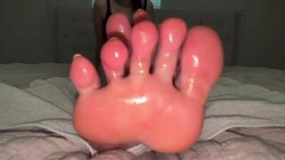 Oily Drench and Slide on Bed POV