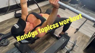 Muscle Milf Kandys topless workout