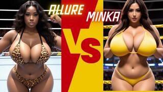 Topless big tit female pro wrestling: Minka Kim vs Allure LOW