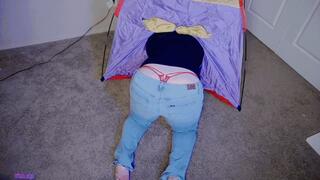 Girlfriend's Big Ass Gets Stuck in Tent BJ