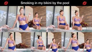 Smoking in bikini on my airbnb pool in Tulum