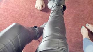 Foot humiliation in a worship with this slave