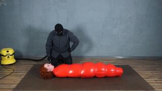 Red inflatable bondage with red straps