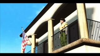 Sheriff fucks tied up slave with fucking machine and then his stiff dick