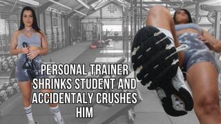 Personal trainer shrinks student and accidentaly crushes him - Lalo Cortez and Vanessa
