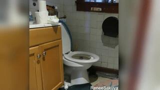 Using bathroom smelling shoes, toilet gets stopped up, plunging it, plunger fetish, part 1 of 2 640p