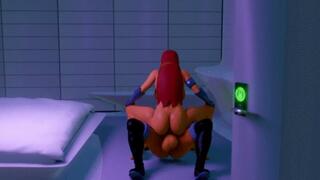 Teen Titans Starfire and friend fuck Raven with their futa cocks