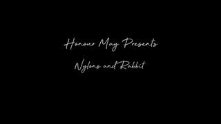 Honour May in Layered Nylons and Cheeky Rabbit toy