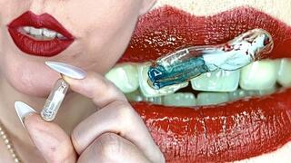 A pill capsule with a tiny slave inside