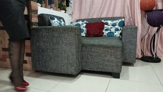 Gorgeous heels hang from my feet with fishnet stockings (4)