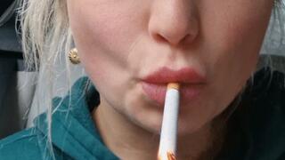 Closeup Smoking in my Car