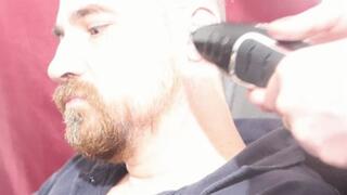 Close up head shaving and facial trimming 720p