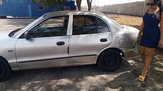 Big yellow heels perfect for pushing the pedal and getting the car started (3)