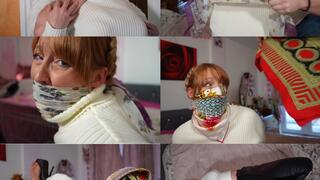 Anna grabbed, bound and scarf gagged, masked and head wrapped (mp4)