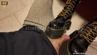 Footdom with strong dirty boot domination in a ball stomping cock crushing in relax on the bed