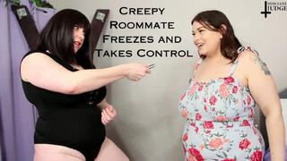 Creepy Roommate Freezes and Takes Control - featuring Sydney Screams and Jane Judge, a magic control scene with groping, touching, posing, lesbian domination, panty fetish, bbw tits and big booty
