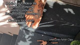 HD Holding on for dear life Barefoot Stomping Giantess unaware Stomps on little shrunken man Giantess foot crush