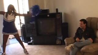 White guy drills chubby black chick on the couch