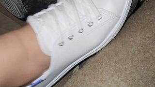 Hard pedal Pumping my Yellow Beetle with White Sneakers